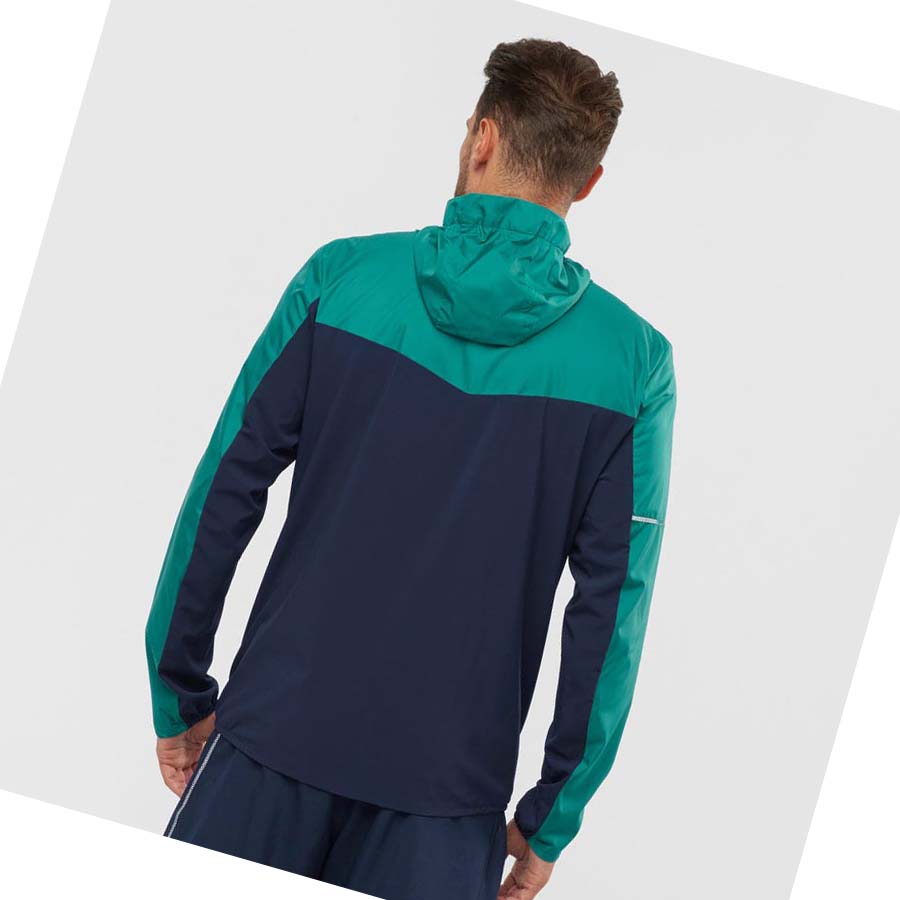 Salomon AGILE WIND WINDBREAKERS Kabát Férfi Fekete Zöld | HU 2358JPQ